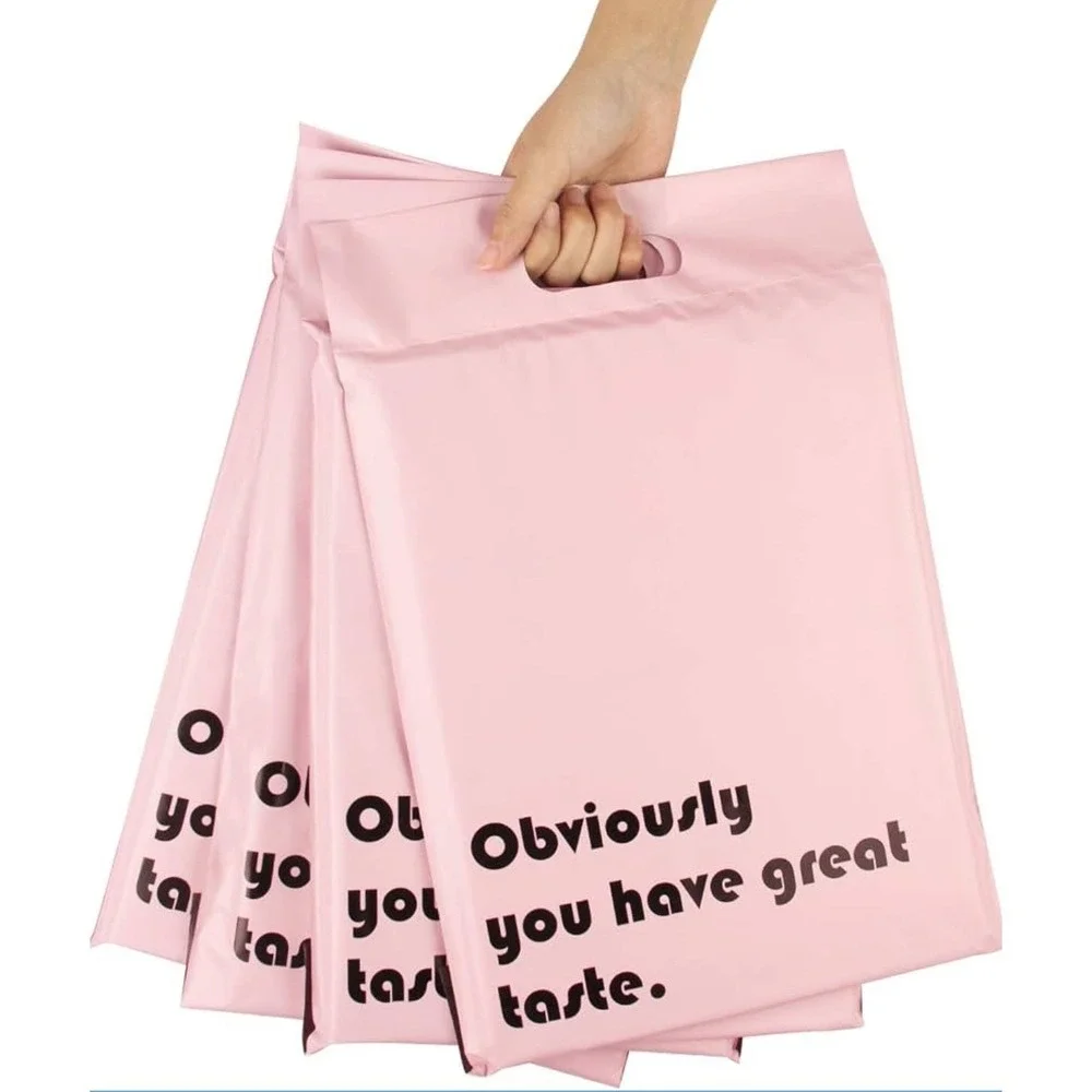 10x13 Poly Mailer Bags with Handles 10pk Pink Boutique Shipping Supplies New